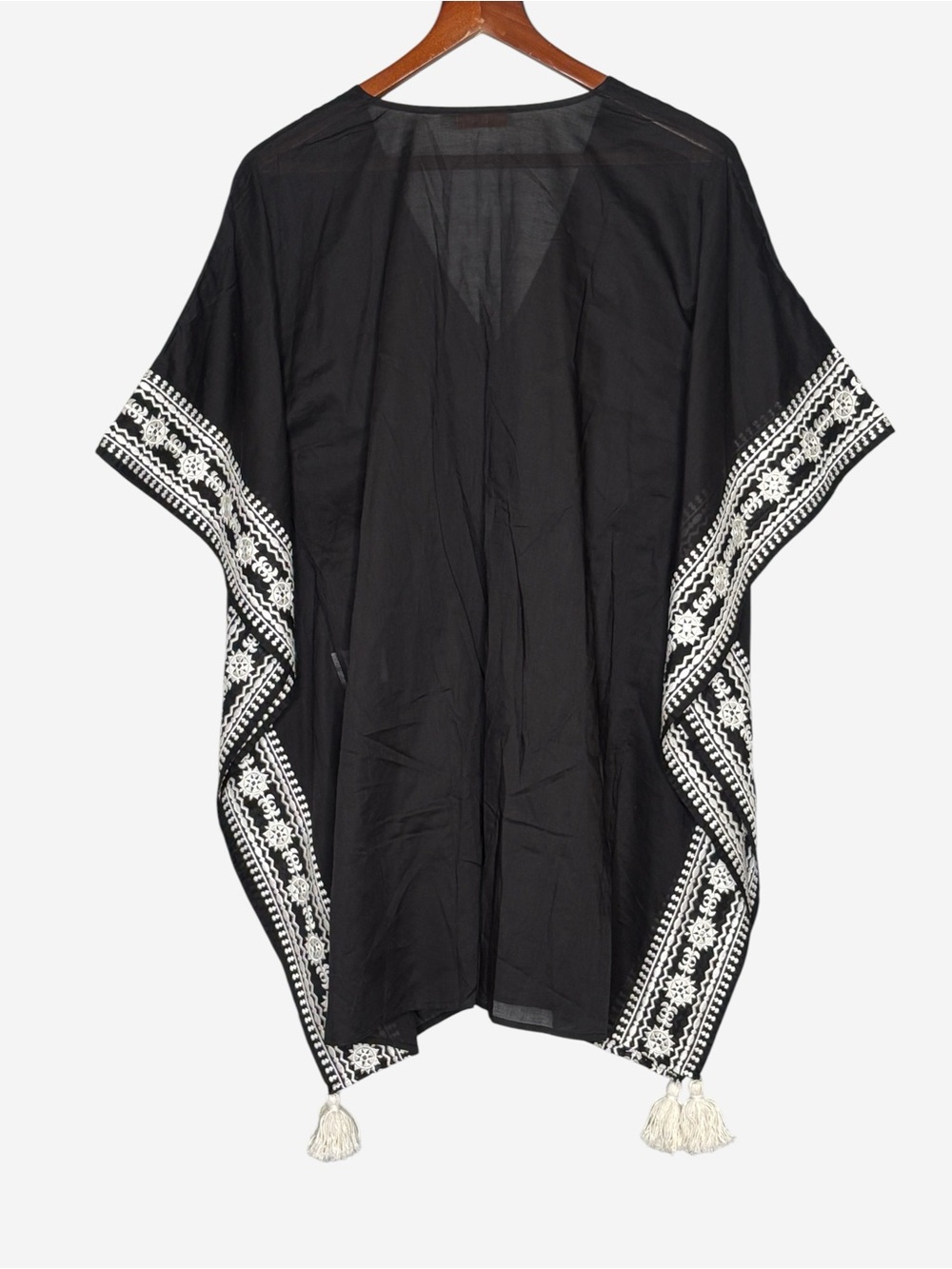 Tory Burch Ravena Beach Caftan Tunic Cover Up Black Swim 46404 Size M/L - Picture 5 of 16